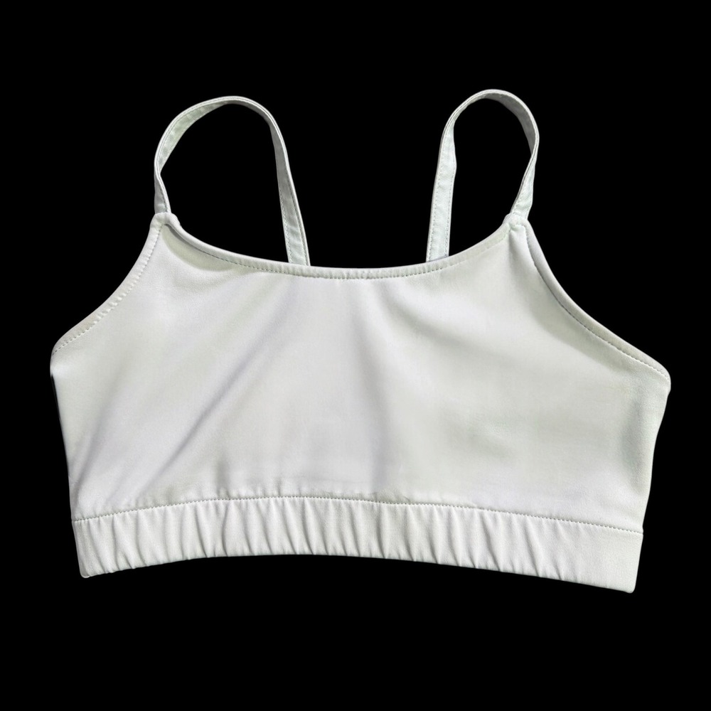 Cheerleading.com CC Dancewear White Sports Bra Crop Top Made in USA Womens Small